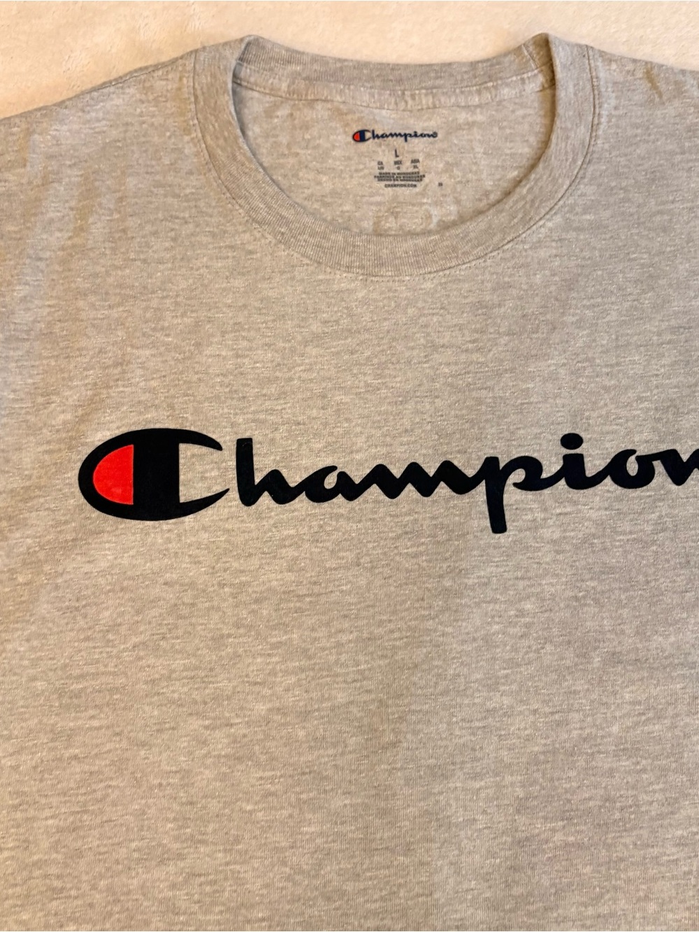Champion NWT Light Gray Sleeveless Cotton Blend Logo Tank Sz L - Picture 3 of 8